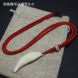 Man Brave Wolf Tooth Necklace Pendant Choker Ethnic style Big size tooth Wild accessories Fashion Jewelry Red rope