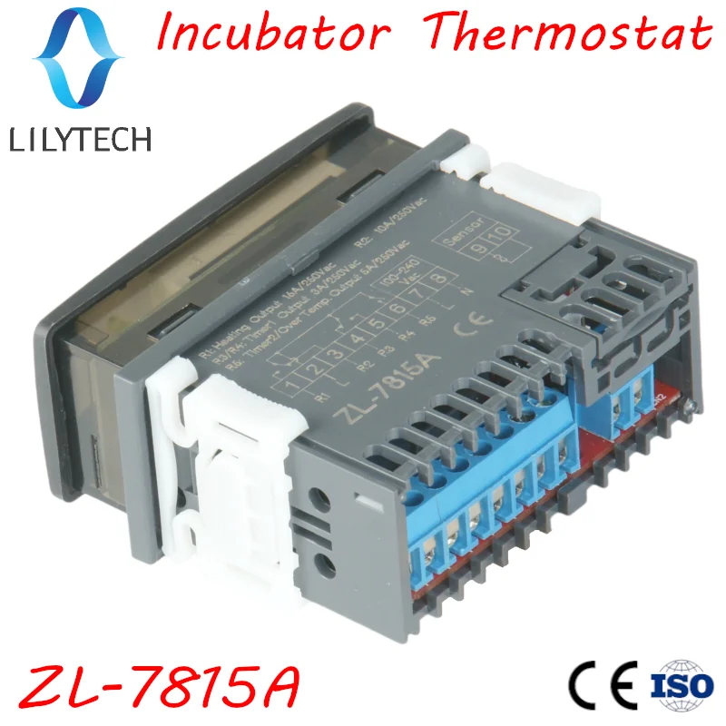 ZL-7815A, Thermostat for Incubator, Incubator Controller, with Two Timer Outputs for Egg Tray Turn and Air Exhaustion, Lilytech