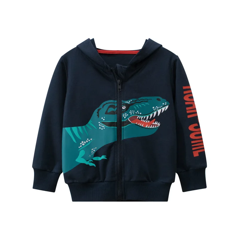 2021 Spring  Autumn Children\'s Hoodie Clothes Kids Boys Girls Cotton Zipper Dinosaur Cartoon Coat Casual Sweatshirt Clothing