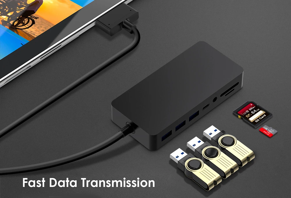 11 in 1 USB 3,0 Mini DP bis 4k HD/DP/VGA 3,5 Audio Gigabit Ethernet SD/TF Kartenleser Hub für Microsoft Surface Pro 4 5 6 – Detail 6