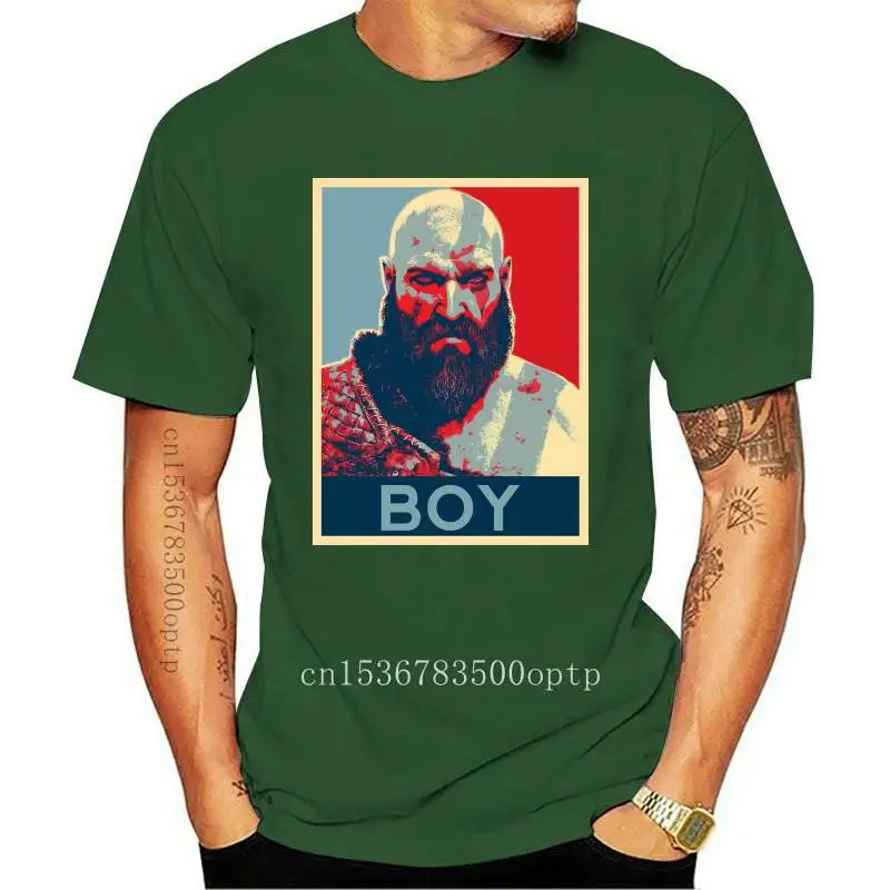 Boy Kratos God Of War Men T Shirt Vintage 100% Cotton Short Sleeve Tees Crew Neck T-Shirt Summer Style Clothes