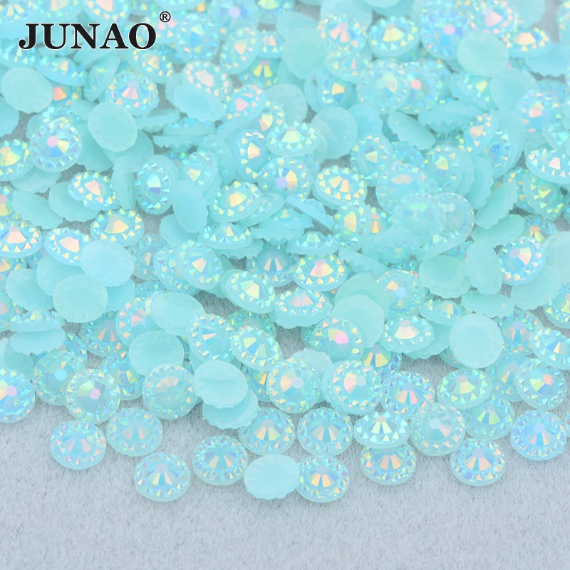 JUNAO 4 5 6mm Silver Color Flowers Crystal Rhinestone Flat Back Resin Stones Round Nail Art Crystal Sticker For Decoration