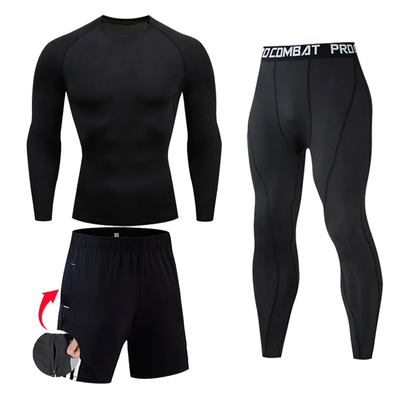 Tracksuit for Men 2021 New Hot sale Compression sportswear Running tights Gym sweat Quick drying Jogging suit sports suits xxxxl