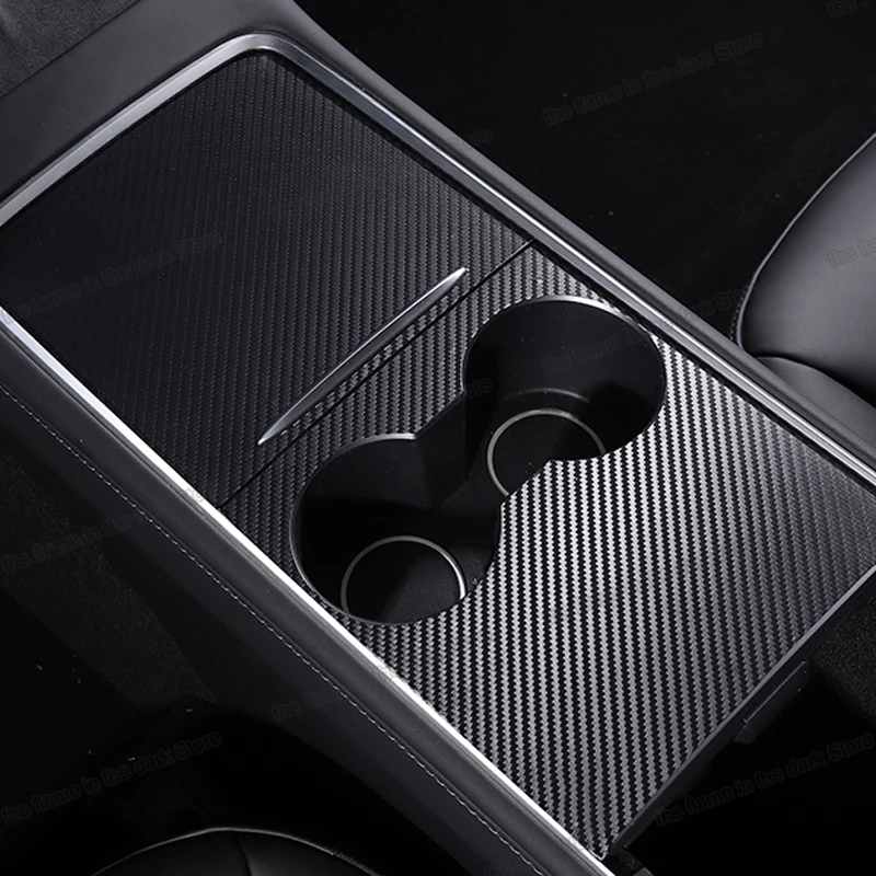 carbon fiber stainless steel car cup frame water holder storage box trims decroation for tesla model Y 2021 2022 2023 auto