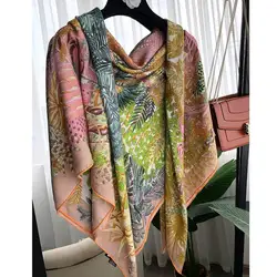 Gardent Print Cashmere Blanket Scarves Shawl Women Winter Pashmina Wraps Cape 132*132cm