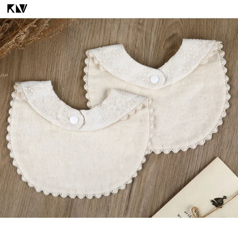 1pc Embroidery Floral Baby Bib Adjustable Button Newborn Feeding Drooling Burp Cloths Kids Cotton Saliva Towel Bibs Baby Items