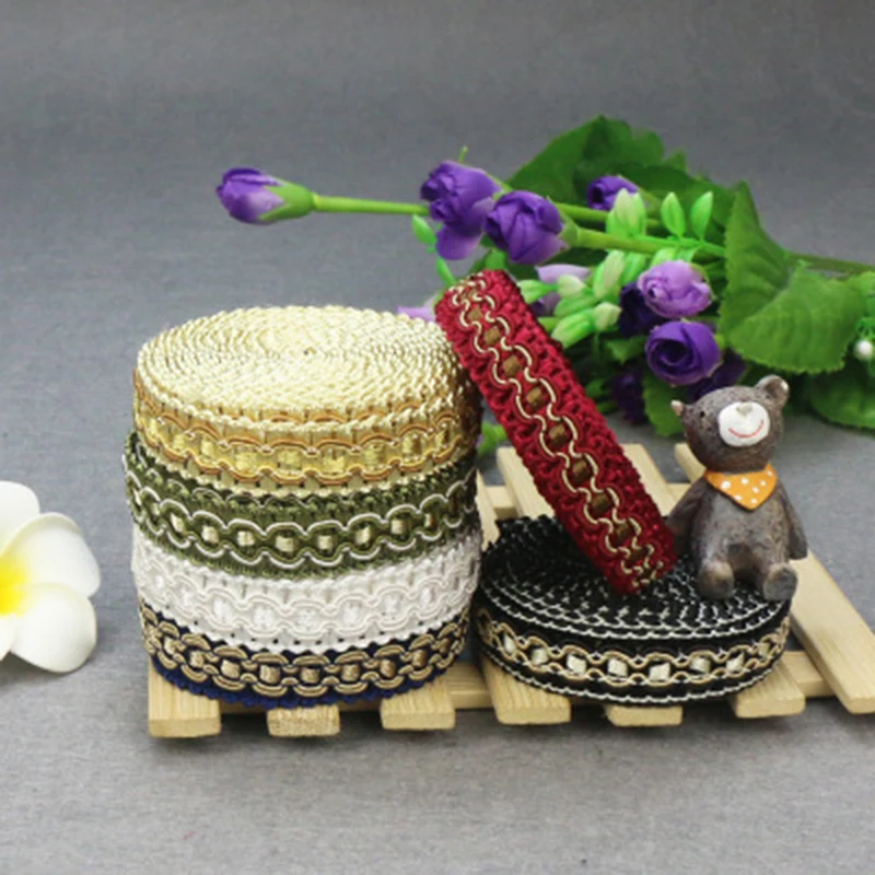 (5 Yards) 4.5M Handmade Ethnic Embroidered Webbing Indian Lace Trim DIY Sewing Net Yarn Ribbons Clothing Accessories Decor 1.8cm