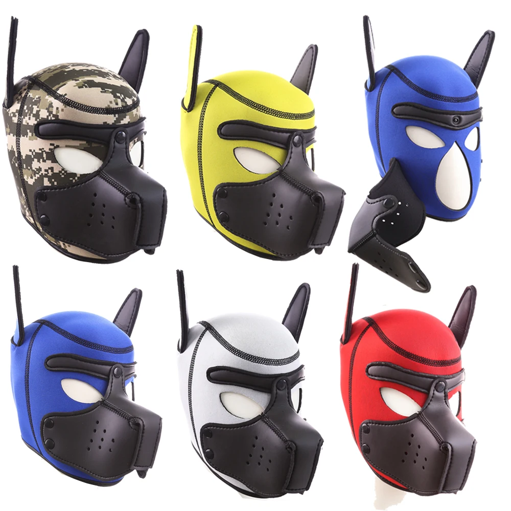 20 Styles Neoprene Puppy Play Dog Hood Mask,Bdsm Bondage Slave Pet Roleplay Party Pup Mask,Removable Muzzle,Couple Flirt Sex Toy