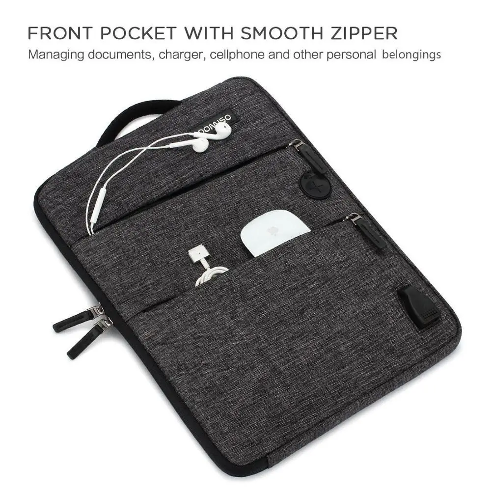 Waterproof Laptop Sleeve Business Shockproof Bag with USB Charging Port Headphone Hole for 11 13 14 15.6 17.3 Inch Laptop