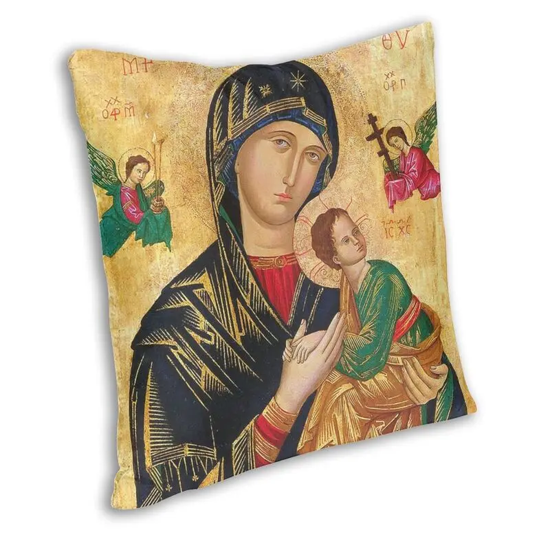 Our Lady Of Perpetual Help Throw Pillow Case Decoration Custom Roman Catholic Virgin Mary Cushion Cover 40x40 Pillowcover