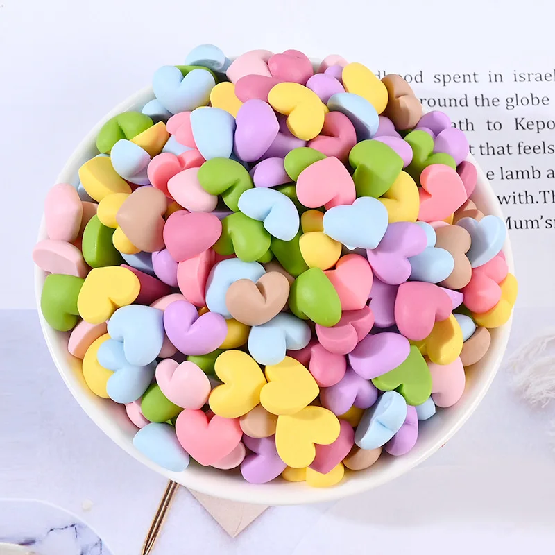 30Pcs Korean Popular Resin Heart Flat Back Cabochon For Hair Bow Center Scrapbooking Decoration Craft DIY Embellishments