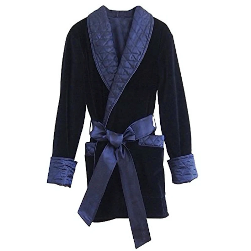 Mens Smoking Jacket Blue Velvet Overcoat Robes Blazer New Year Party Wear Wedding Coat Tuxedos