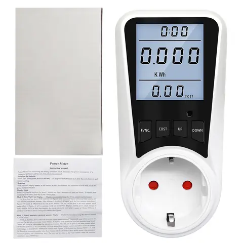Digital Wattmeter AC Energy Socket Power Meter Electricity Usage Monitor Socket Kilowatt Wattage Voltage Meter with Backlight