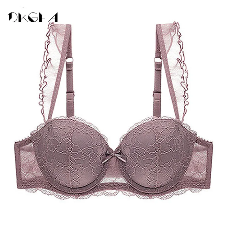 Nuovo Top Raccogliere Reggiseno Sexy Del Merletto Del Ricamo Della Biancheria Verde Bra E Pellicole Per Cofano siere Profondo Scollo A V Push Up Bra