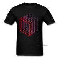 Box Fade Tshirts Comfortable Men T Shirt Geometric T-shirt Geek Graphic Clothing Summer Streetwear Simple Tops Tees Black