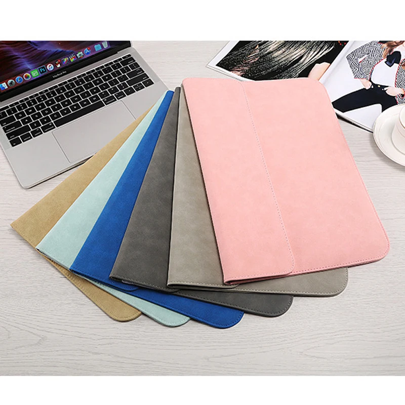 2019 Hot PU Leather Scrub Matte Laptop Sleeve Bag For Macbook Air 13 11 12 2018 New Pro 13 15 Touch Bar Ultra-thin Notebook Case