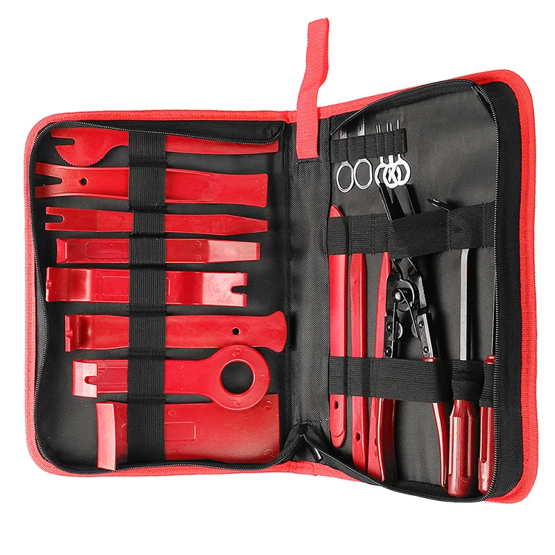 

Car Trim Removal Tools Kit Auto Panel Dash Audio Radio Removal Installer Repair Pry Tools Kit Fastener Removal with Storage bag