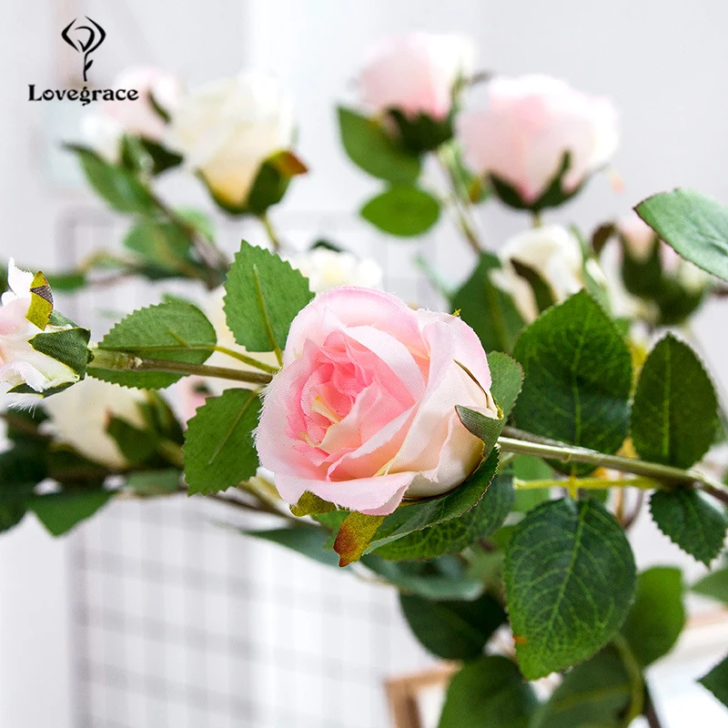 Fake Tea Rose Flore DIY Party Decoration Vintage Silk Artificial Flore Small Rose Wedding Fake Flower Branch Festival Home Decor