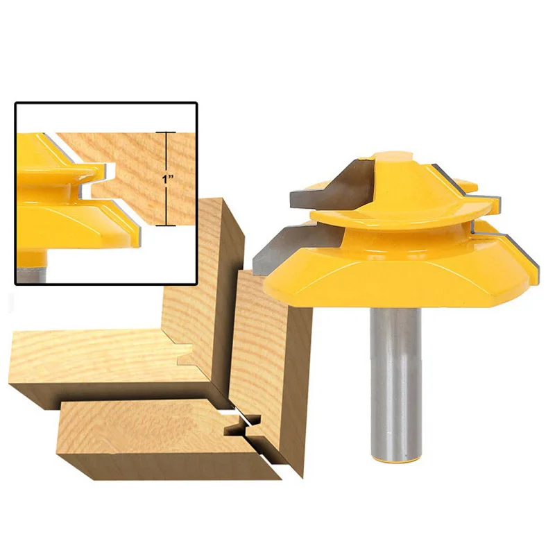 Haste de 45 Graus Tenon Roteador Bit para Madeira Articulada Bit Carpintaria Fresa Ângulo Direito Cnc Ferramenta Bit mm
