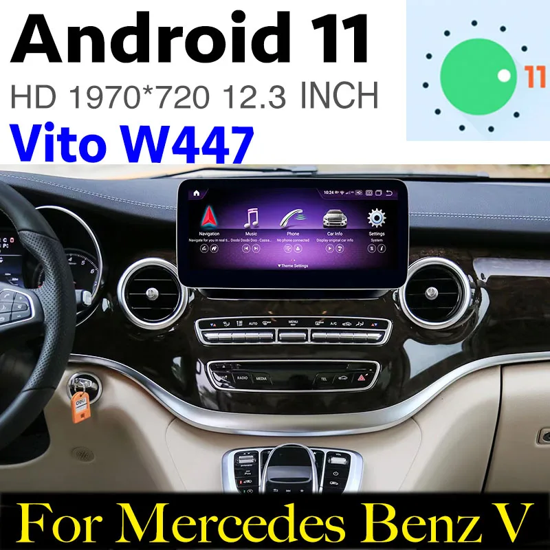 For Mercedes Benz V Viano Valente Metris Vito MB W447 12.3 Inch NTG Navi Car Stereo Audio Navigation GPS Android 11 CarPlay