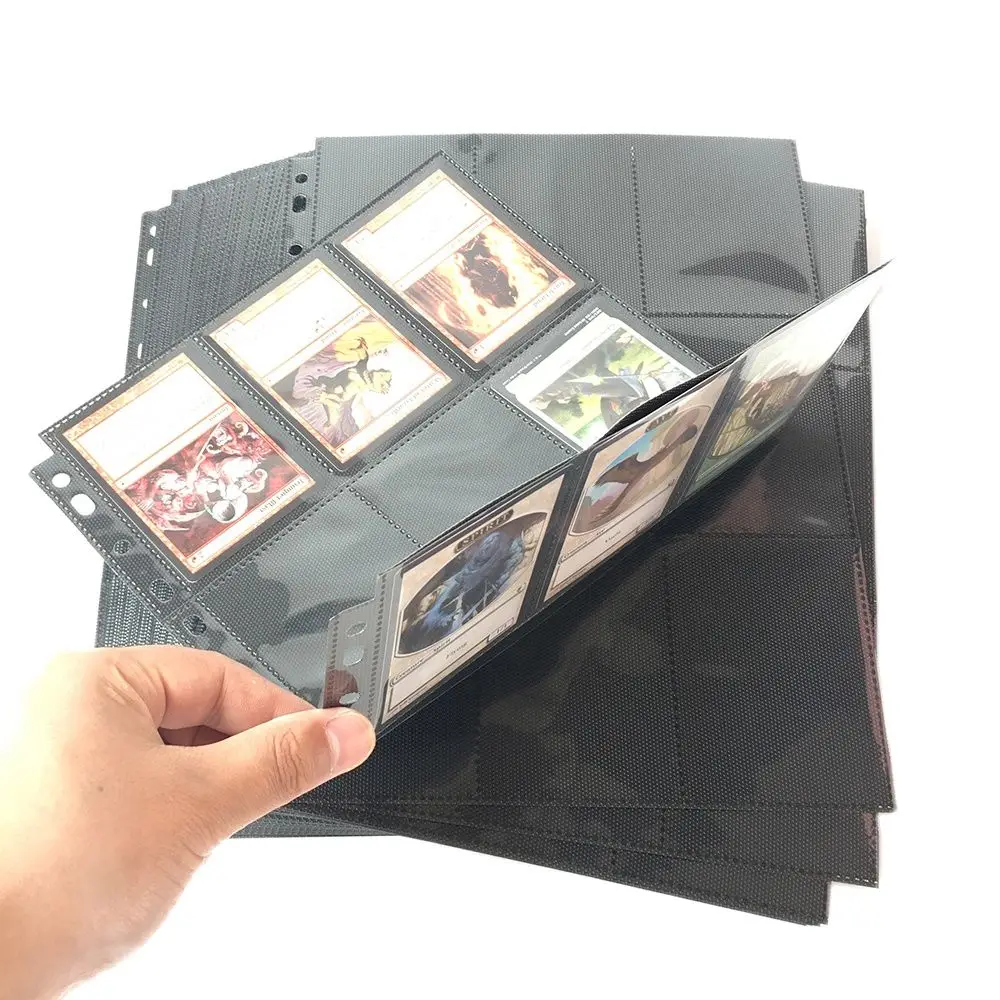 30 pages/Lot, 540 Pockets Top Insert Black Card Pages For Starndard Board Game Cards Top Loading Card Collection Pages