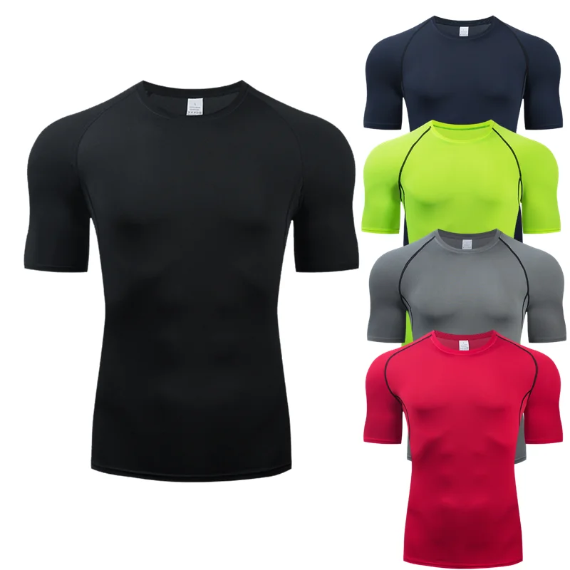 Men Running Compression T-shirt Short Sleeve Sport Tees Tops Gym Fitness Sweatshirt Male Jogging Tracksuit Homme Athletic Shirt