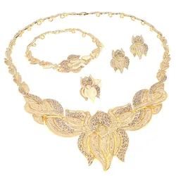 High Quality Design I Love You Xoxo Flower Hug Kiss Jewelry Set Ladies African Fashion Gold Plated Necklace Jewelry Set