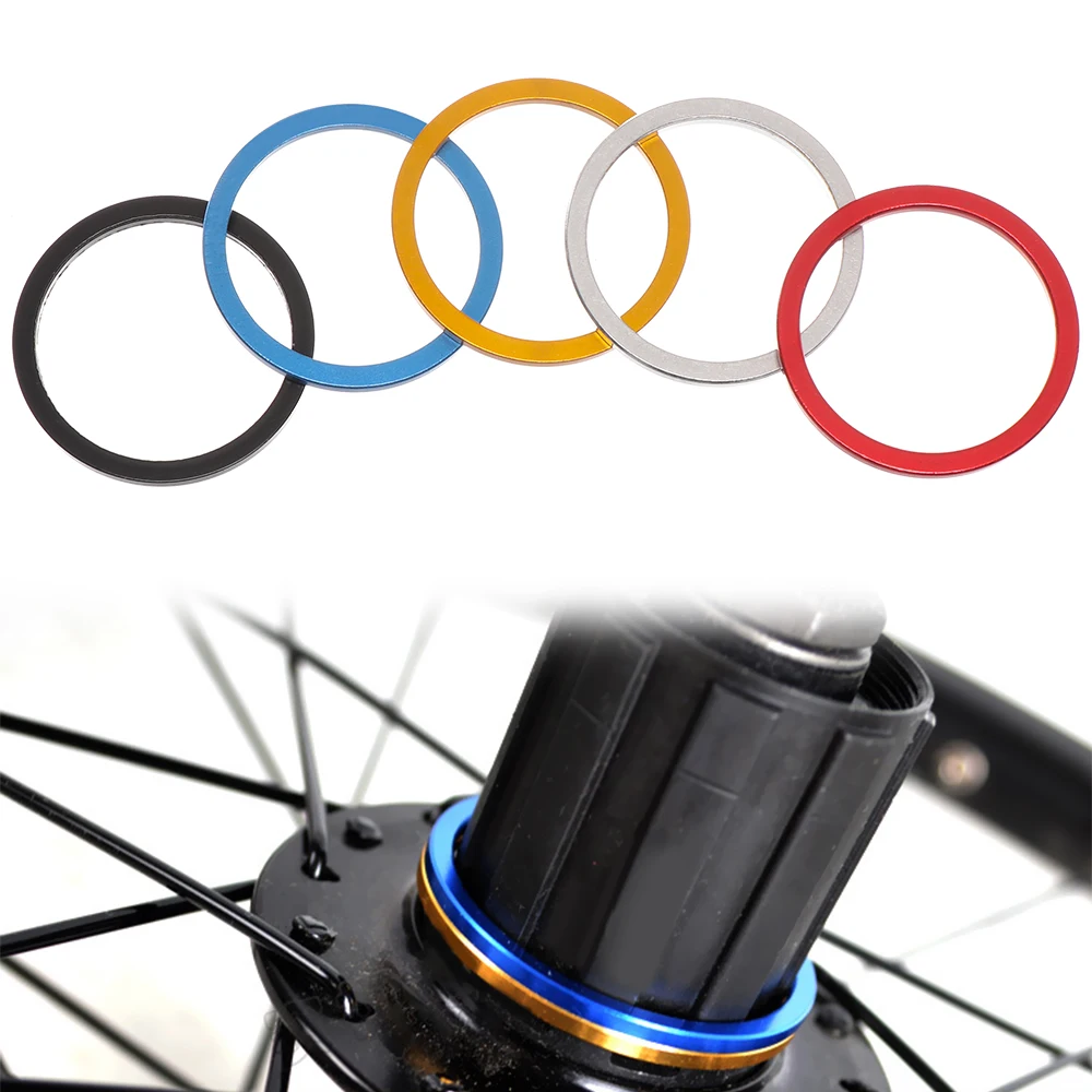 5Pcs Bicycle Colorful Flywheel Hub Spacers Bike Bottom Bracket Washer Cycling Axle Washer Gasket Freewheel Gap Bicycle Parts