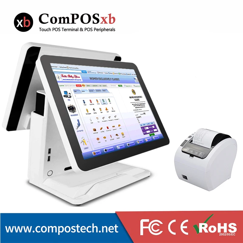 15 inch  capacitive cash register restaurant Point of sale high quality touch POS terminal with printer