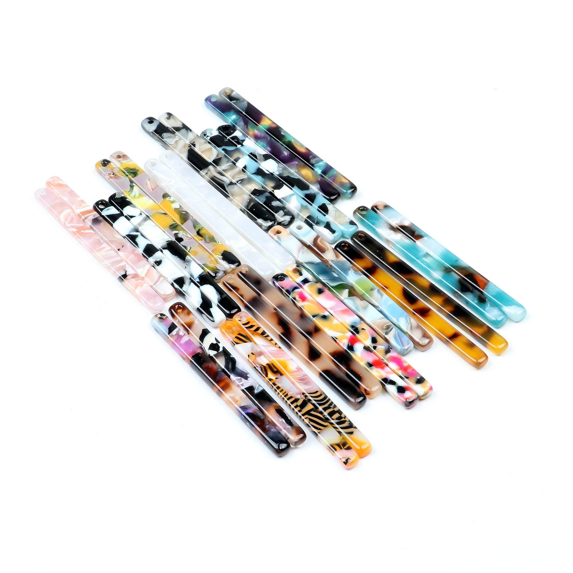 Tortoise Shell Beads,Acetate Acrylic Earrings Charms,Thin Bar Sticks pendant,Long Strip Earrings Part,45mm x 4mm,ACE270L