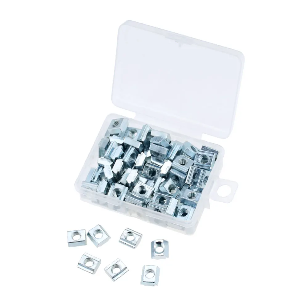 100pcs/set  M3 M4 M5 T Slide Nut  Fastener Galvanized T-Slot Nuts for 20 Series Aluminum Extrusion Profile