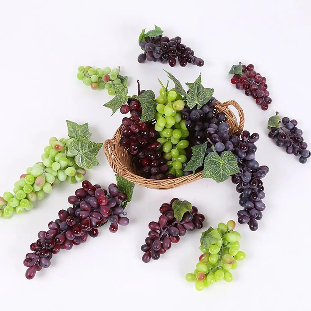 Real Touch Artificial Fruit Grapes Plastic Fake Leaves Christmas Home Garden Wedding Party Decoration Food Photography Props