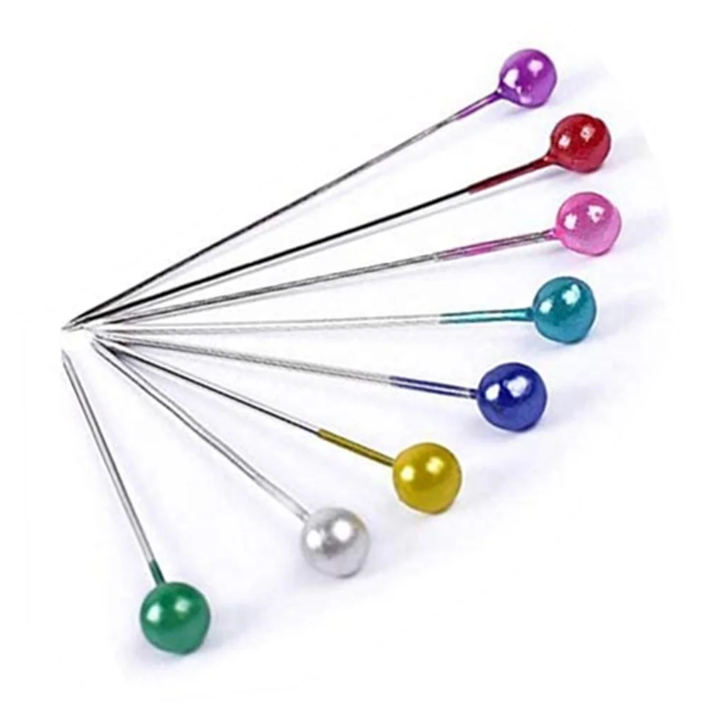 100Pcs12 colors Sewing Pins 38mm Glass Ball Head Push Pins Straight Quilting Pins for Dressmaking Jewelry Decor DIY Sewing Tools