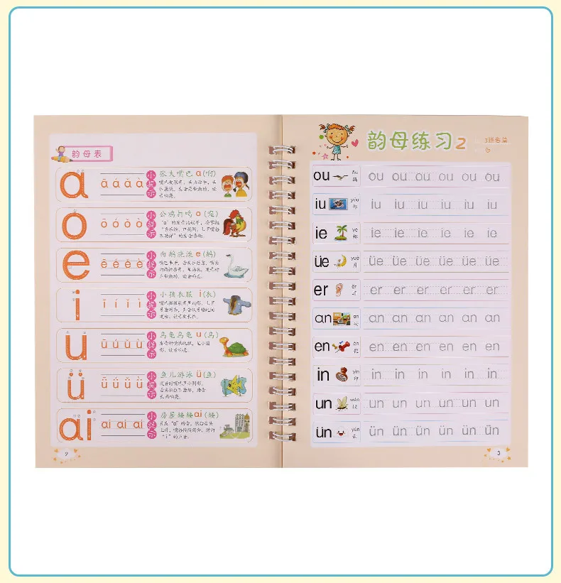 1pcs Reusable Chinese Pinyin Copybook Drawing Toys Hand Writing Groove Calligraphy Auto Fades Educational Toys For Children Kids