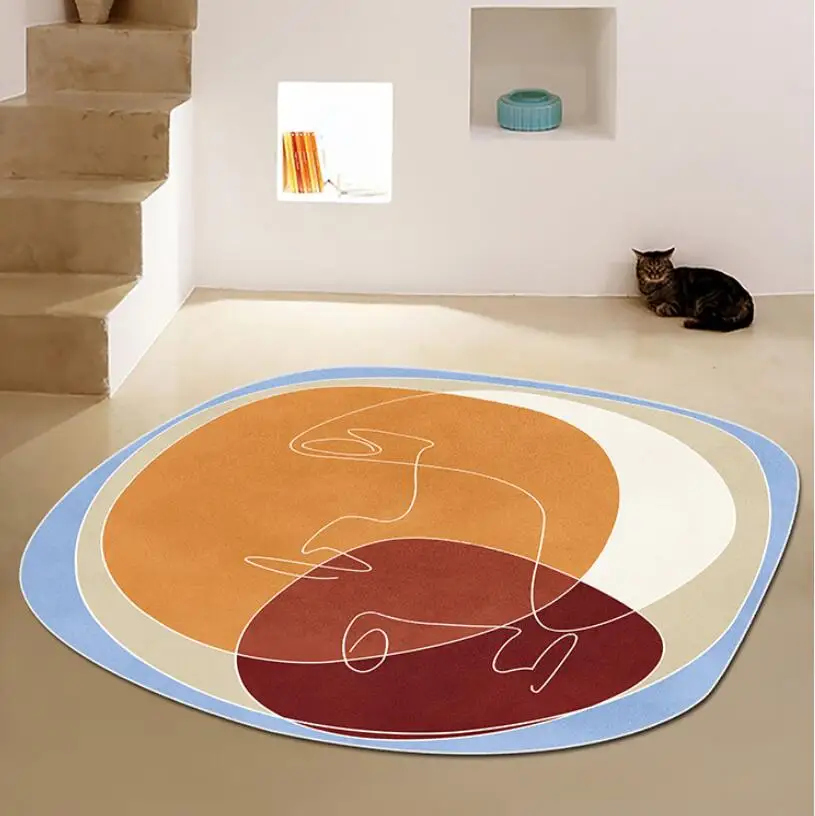 

Nordic Abstract Art Round Rug Door Mat Modern Carpets for Living Room Area Rug Bedroom Anti-Slip Floor Mat Tapete Home Textile