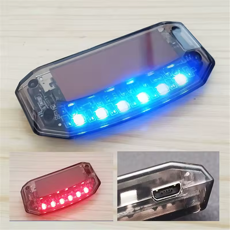 Antivol automatique, fausse Vibration solaire simulée, 6 LED bleues et rouges, alarme de voiture, Flash de sécurité, dissuasion anti-cambriolage