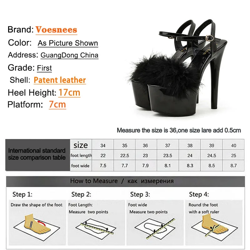 One Word Band Fur Women Sandals Girls Nightclub Party 18CM Super High Heel Summer Platform Stripper Shoes Wedding Bridal Shoes