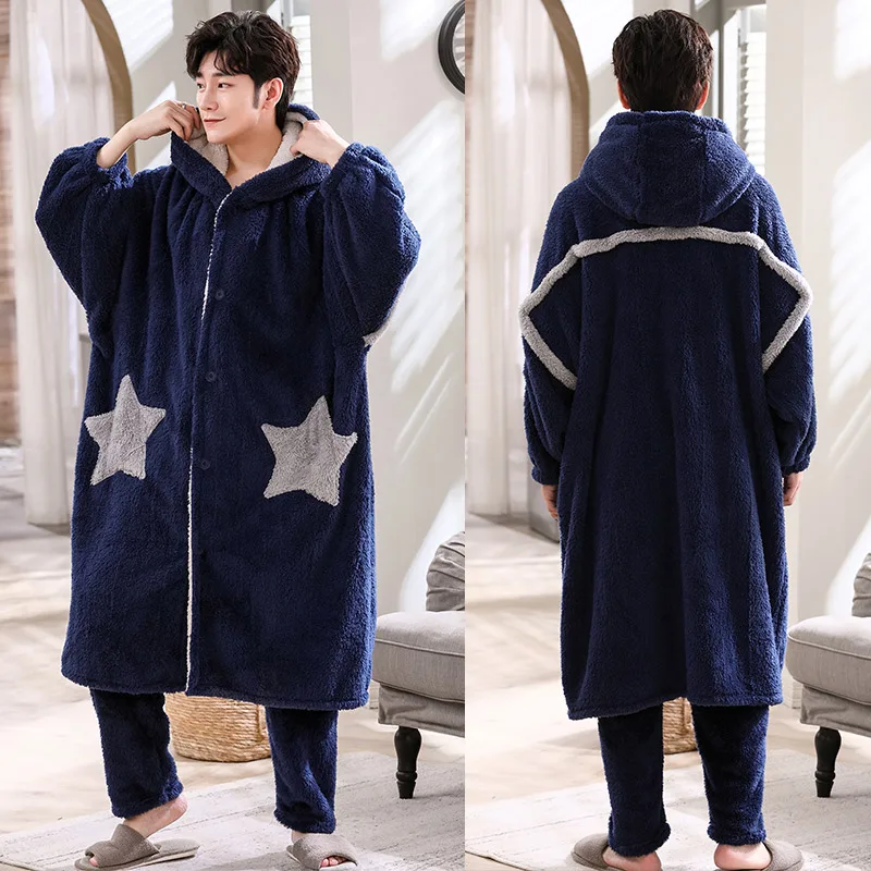 Conjunto de Albornoz de manga larga para Hombre, Kimono multicolor, ropa de casa, cárdigan, batas de baño, bata de diseño