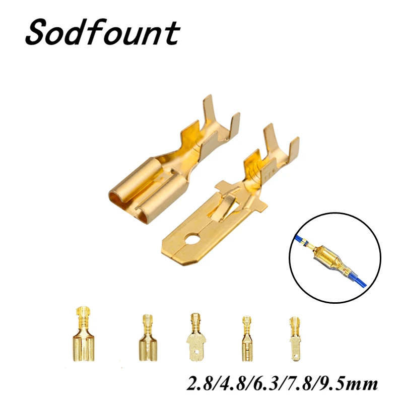 H62 Brass Tinned 6.3mm 4.8mm 2.8mm 7.8mm 9.5mm  Automotive Connector Female Male Terminals Car Speaker Electric Wire Connectors