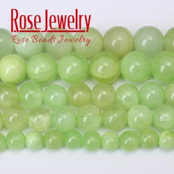 Natural Stone Flower Green Jades Beads Round Loose Beads For Jewelry Making DIY Bracelets Necklace 15'' Strand 4/6/8/10/12 mm