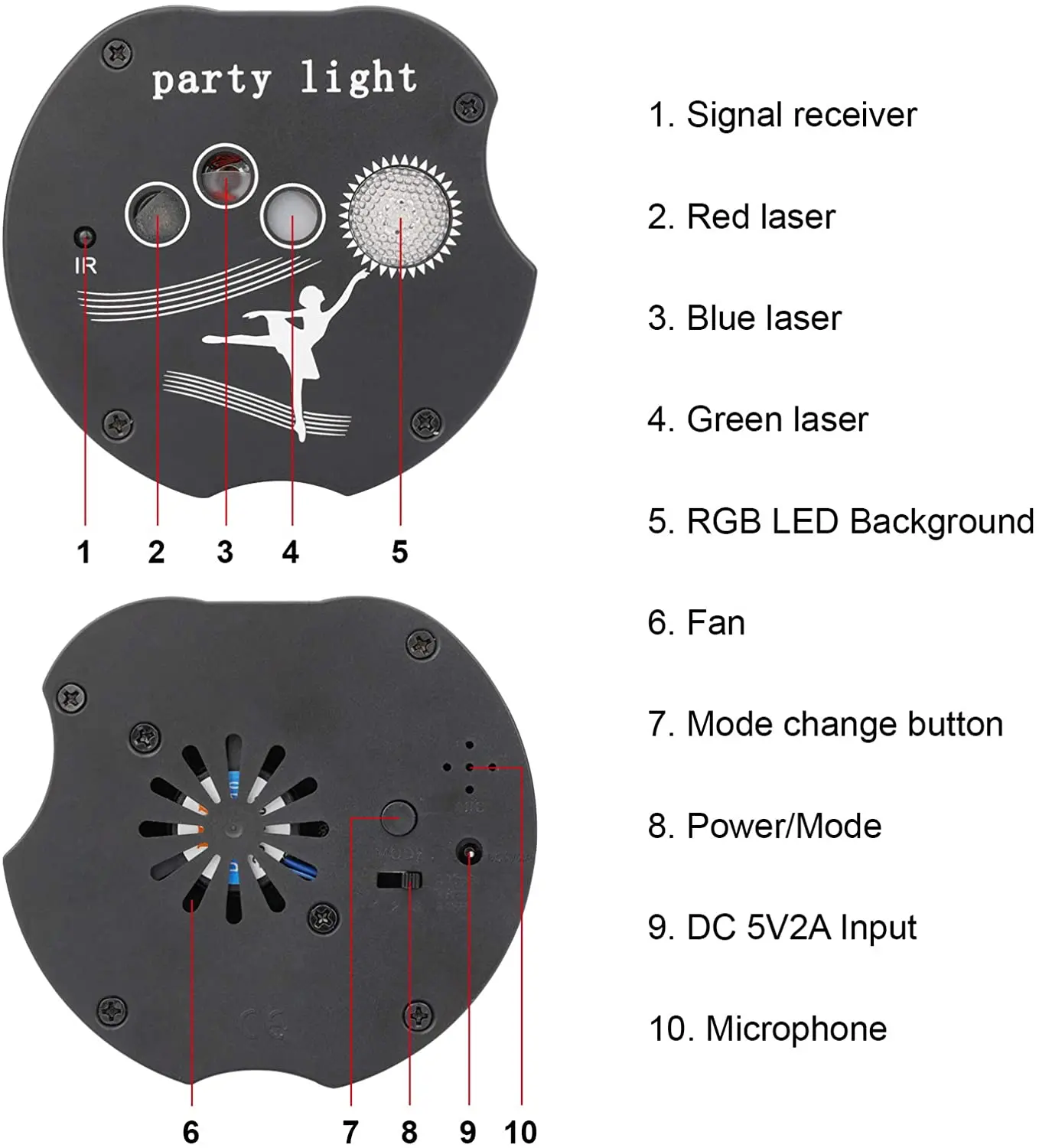 Mini lumières LED RGB en forme de pomme, projecteur Laser Rechargeable, éclairage de scène avec télécommande