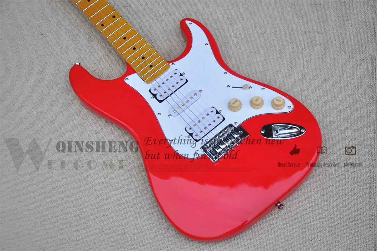 Custom  Made Electric Guitar,star guitar,HSH basswood body,Chrome Buttons,Maple Fingerboard hSH pickups