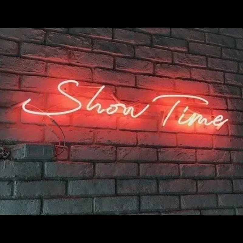 Neon Sign For Show Time Neon Lamp with no background Install Yourself creational shop Business Room Decor advertise design light