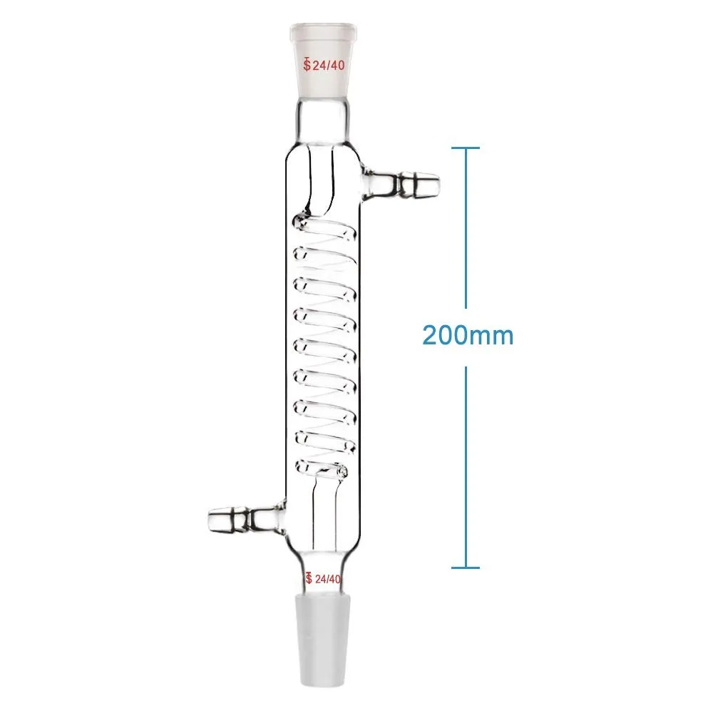 Borosilicate Glass Graham Condenser with 24/40 Joint 200mm Jacket Length Lab Glass Condenser For Rotary Evaporator