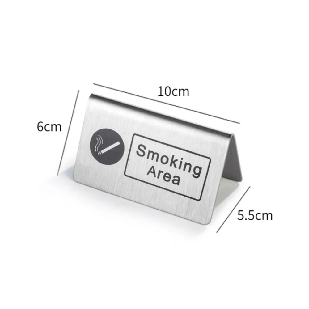 

Stainless Steel Tabletop Sign - No-Smoking/ Reserved - Double-Sided Table Signs for Hotel Office Restaurant Remind Sign Tag