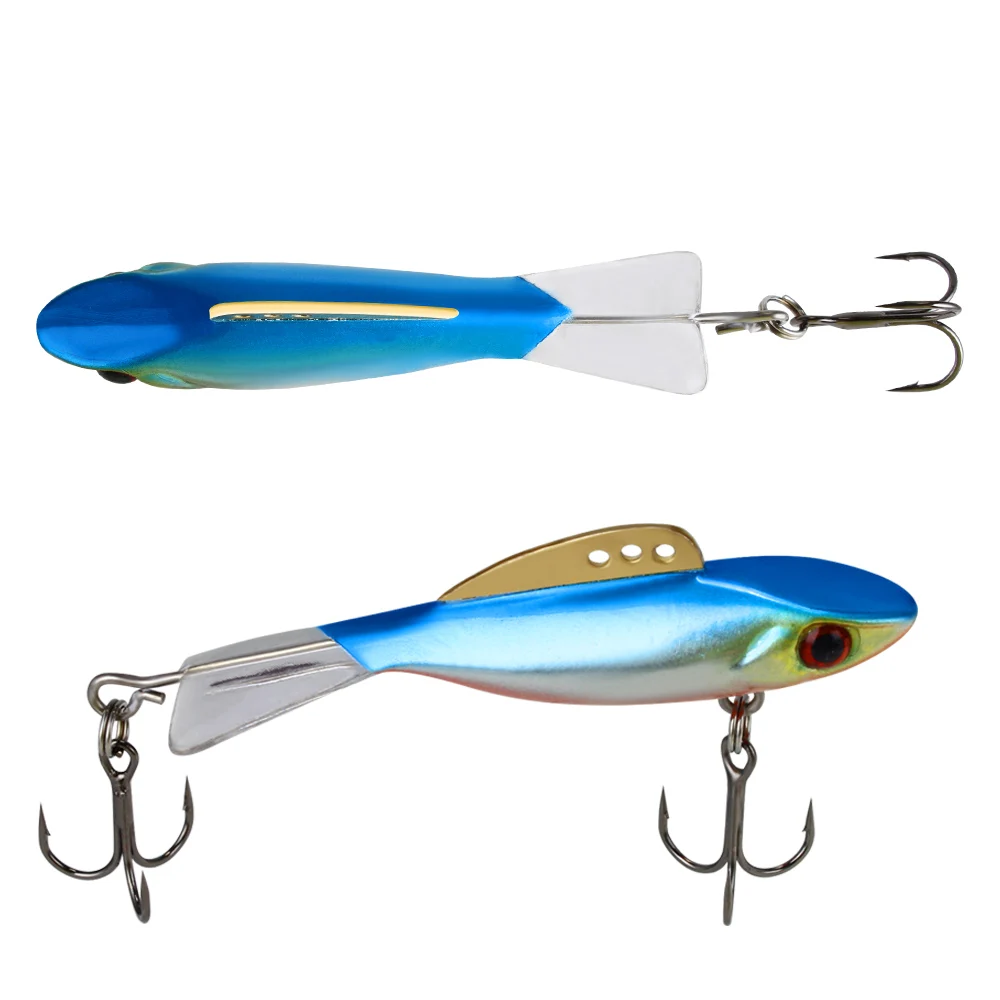 FTK Ice Fishing Lure High Carbon Steel Treble Hook 4g 8g 10g 17g 3D Eye Long Tail Artificial Bait for Winter Fishing Accessories