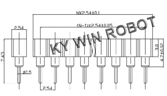 5pcs 1x40 Pin 2.54 Round Female Pin Header connector