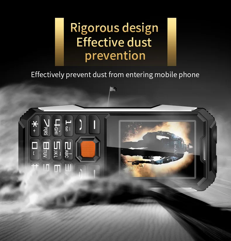 Slim Rugged Outdoor Phone Dual SIM Big Button Long Standby Blacklist Loud Speaker Two Flashlight SOS Dialing MP3 Video Player