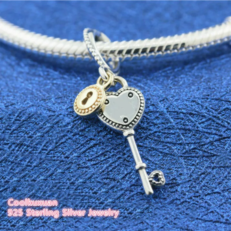 

Valentine's Day Original 925 Sterling Silver Key to My Heart Dangle Charm Beads Fit Pandora Charms Bracelet Diy Jewelry