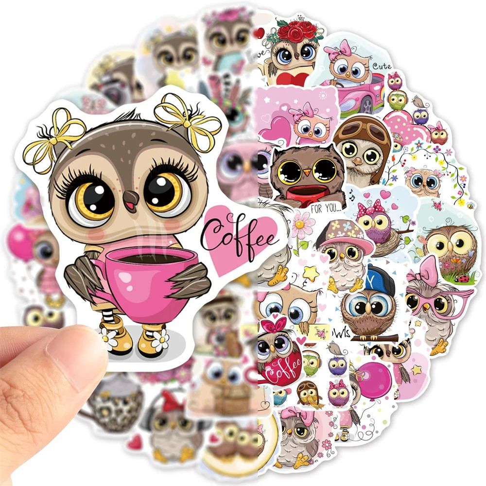 10/30/50PCS New Cartoon Owl Personalized Decoration Graffiti Waterproof Sticker Notebook Refrigerator Water Cup Helmet Wholesale